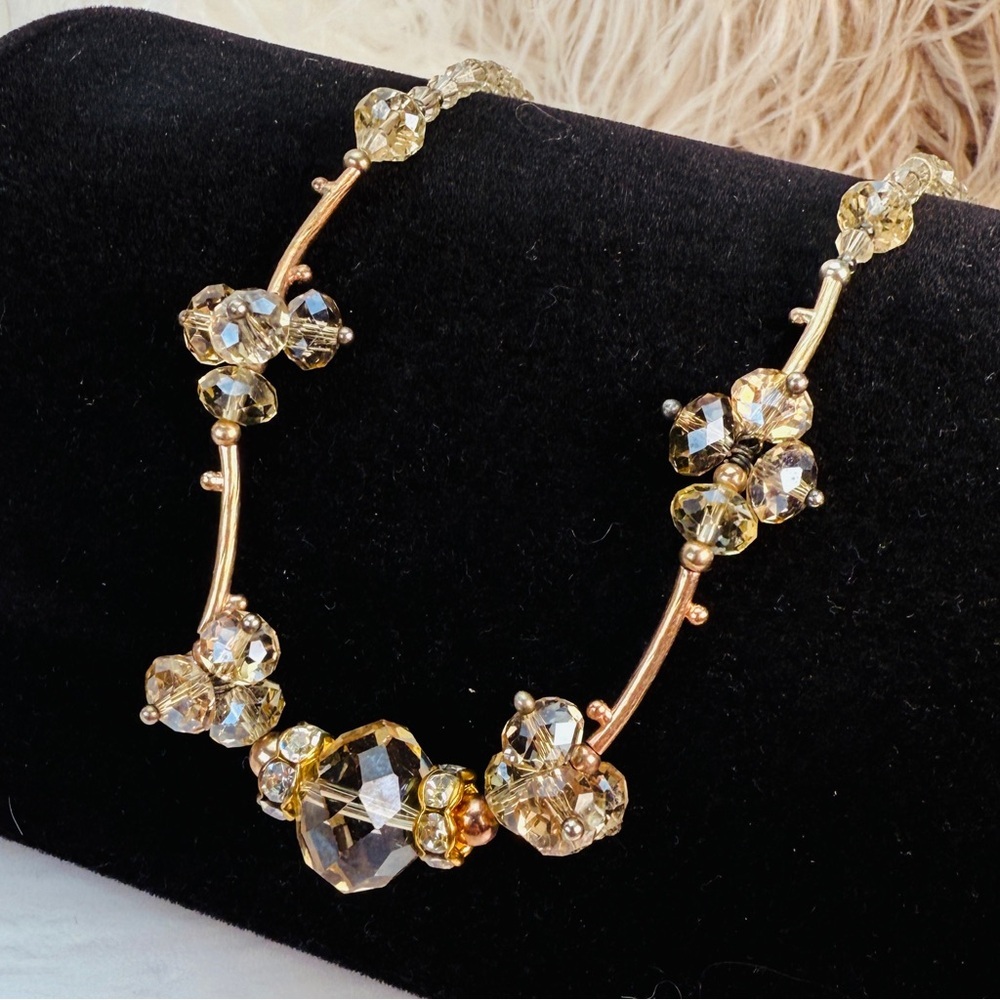 Elegant Goldtone Crystal Bling Beaded Necklace